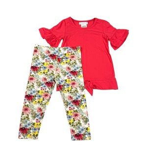 Bonnie Jean Pink Short Sleeve Top with Floral Pants Set Size‎ 3T